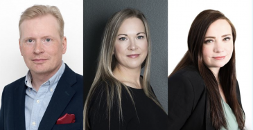 Kuva: Leif Göransson (vas.), Katarina Kangas ja Josefina Saarinen