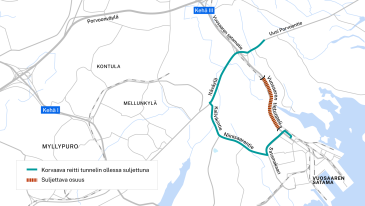 Tunnelin varareitti sulun aikaan. Kuva: Fintraffic