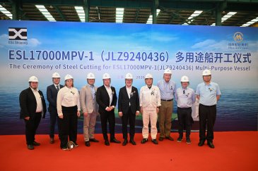Perinteinen teräksenleikkausseremonia suoritettiin China Merchants Jinling Shipyard -telakalla. Kuva: ESL Shipping