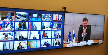 EU-liikenneministereiden videokonferenssi 18.3.2020, liikenne- ja viestintäministeri Timo Harakka.