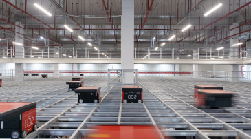 HOK-Elannon Vantaan uuteen keräilykeskukseen on tulossa yli 100 automaattirobottia. Automaatioteknologian toimittaa Swisslog. Kuva: Swisslogin kuvituskuva.