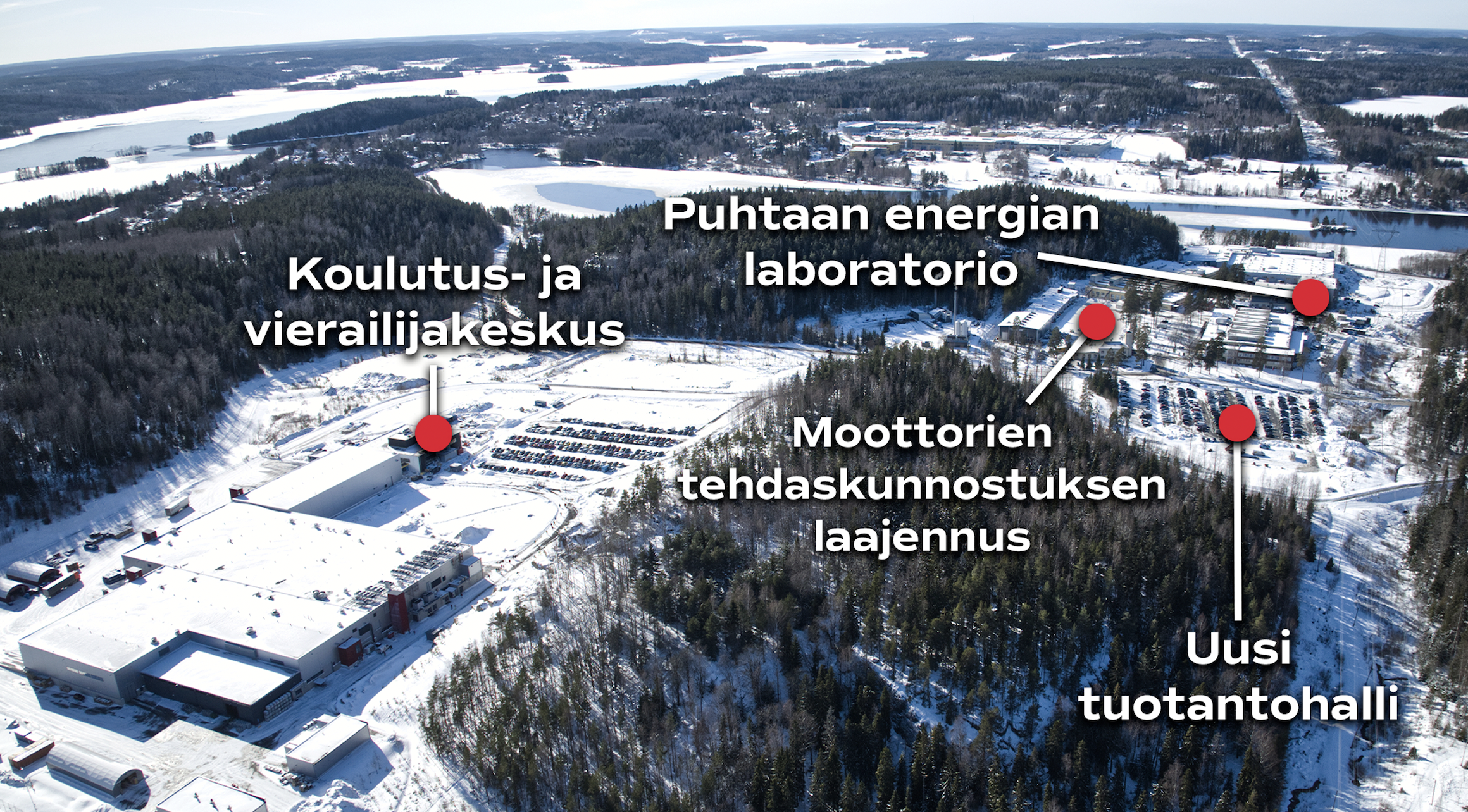 Kuvassa esitettynä uudet investoinnit AGCO Powerin Linnavuoren tehdasalueella.