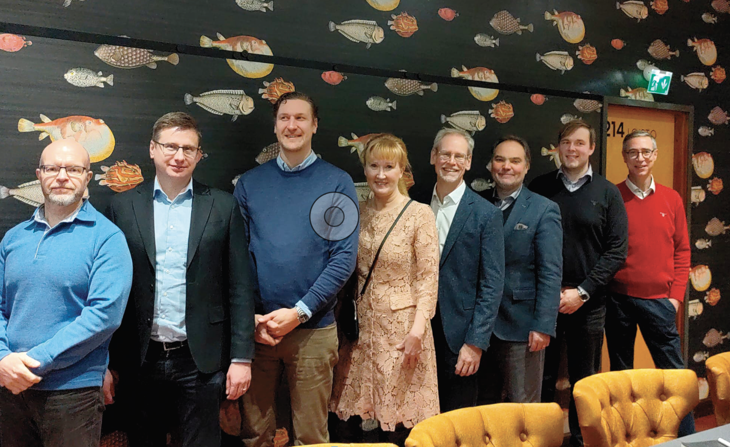 Kuljetusfoorumin johtoryhmä, kuvassa vasemmalla Matti Komonen (HPP Asianajotoimisto), Jani Myllymäki (VR Transpoint), Alex Backman (Finnlines), Mia Jyrkänkallio (pj) (DHL Freight Finland), Mika Seppälä (Lufthansa Cargo), Vesa Marttinen (Yepzon), Juho Suomi (Kesko) ja Juha Vallittu (UPM Plywood). Lisäksi johtoryhmään kuuluvat Marko Reunanen (Valmet), Pasi Kurkinen (Cargotec), Jukka Kallio (Vuosaari Port) ja Aki Kouki (SGN Group).